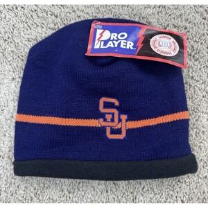 Vintage  Syracuse Beanie Pro Player Navy Orange NCAA Non Cuffed Knit Hat Cap USA